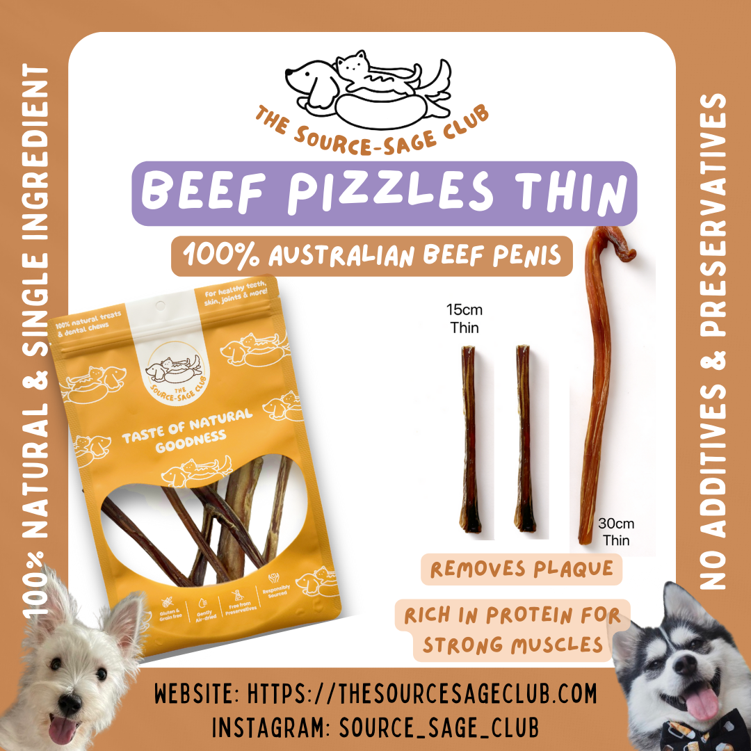 Air Dried Australian THIN Beef Pizzle LOW ODOUR Beef Bully Stick single ingredient dog treats dog dental chew