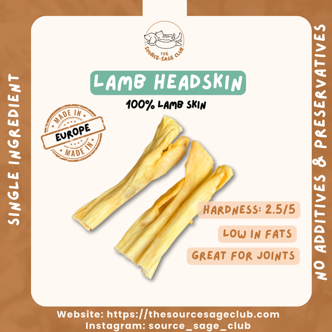 Air Dried Lamb Head Skin (single ingredient dog treats, dog dental chew) Sourcesage Club