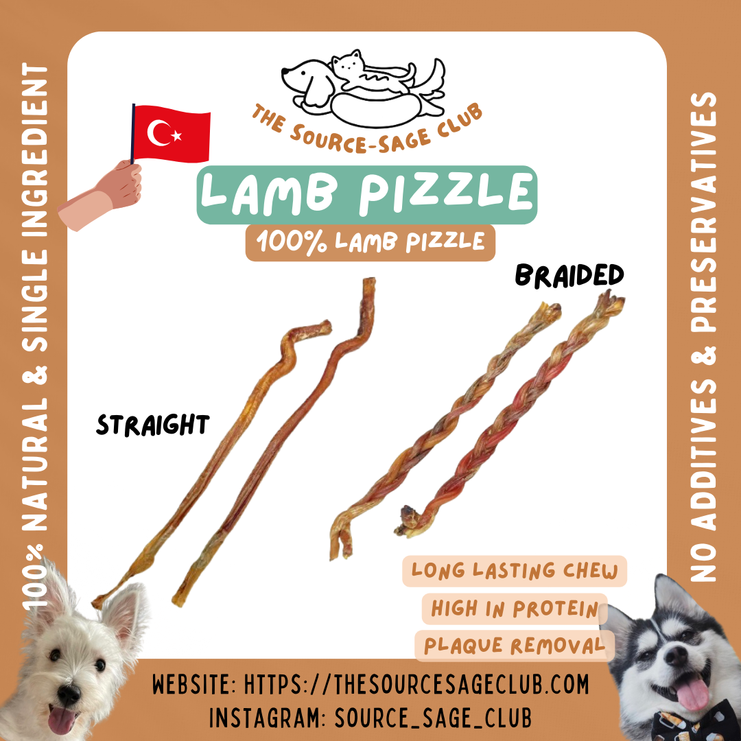 Air Dried Lamb Pizzle Bully Stick (single ingredient dog treats, dog dental chew)