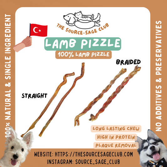 Air Dried Lamb Pizzle Bully Stick (single ingredient dog treats, dog dental chew)