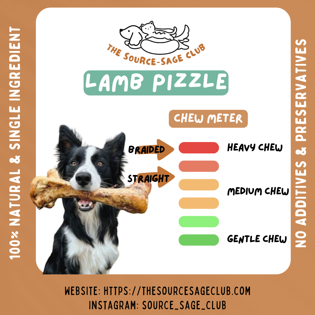 Air Dried Lamb Pizzle Bully Stick (single ingredient dog treats, dog dental chew)