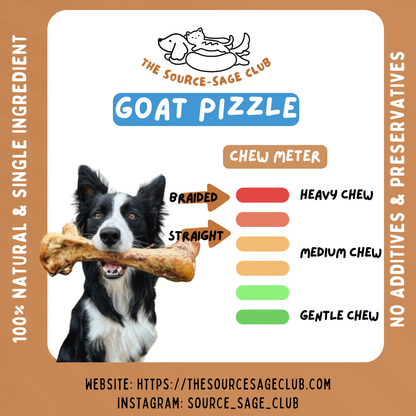 Air Dried Goat Pizzle Bully Stick (single ingredient dog treats, dog dental chew)