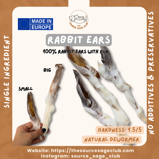 (NEW LAUNCH) Rabbit Ears With Fur Natural Dewormer for Dogs (single ingredient dog treats, dog dental chew) Sourcesage Club