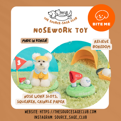 BITE ME Golf Nosework Toy (snuffle nose-work toy for cats and dogs made in Korea)