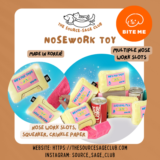 BITE ME Retro Cassette nosework toy (snuffle nose-work toy for cats and dogs made in Korea)