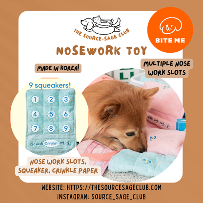 BITE ME Fluffy Towel Toy (Nosework / squeaky) (snuffle nose-work toy for cats and dogs made in Korea)