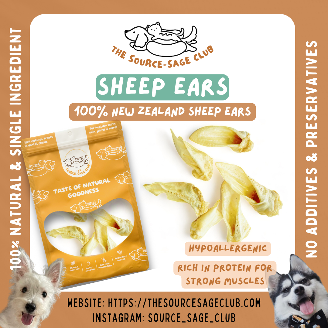 Air Dried New Zealand Sheep Ears (single ingredient dog treats, dog dental chew)