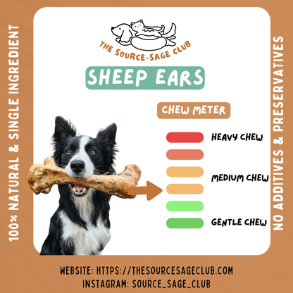 [1KG PACK - 20% OFF] NEW ZEALAND Air Dried Sheep Ears (dog dental chews)