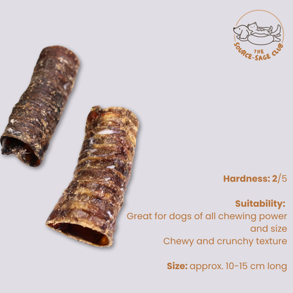 Air Dried New Zealand Venison Trachea (Windpipe) (single ingredient dog treats, dog dental chew)