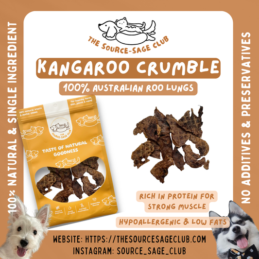 Air Dried Australian Kangaroo Puff Crumble (single ingredient dog treats, dog dental chew)