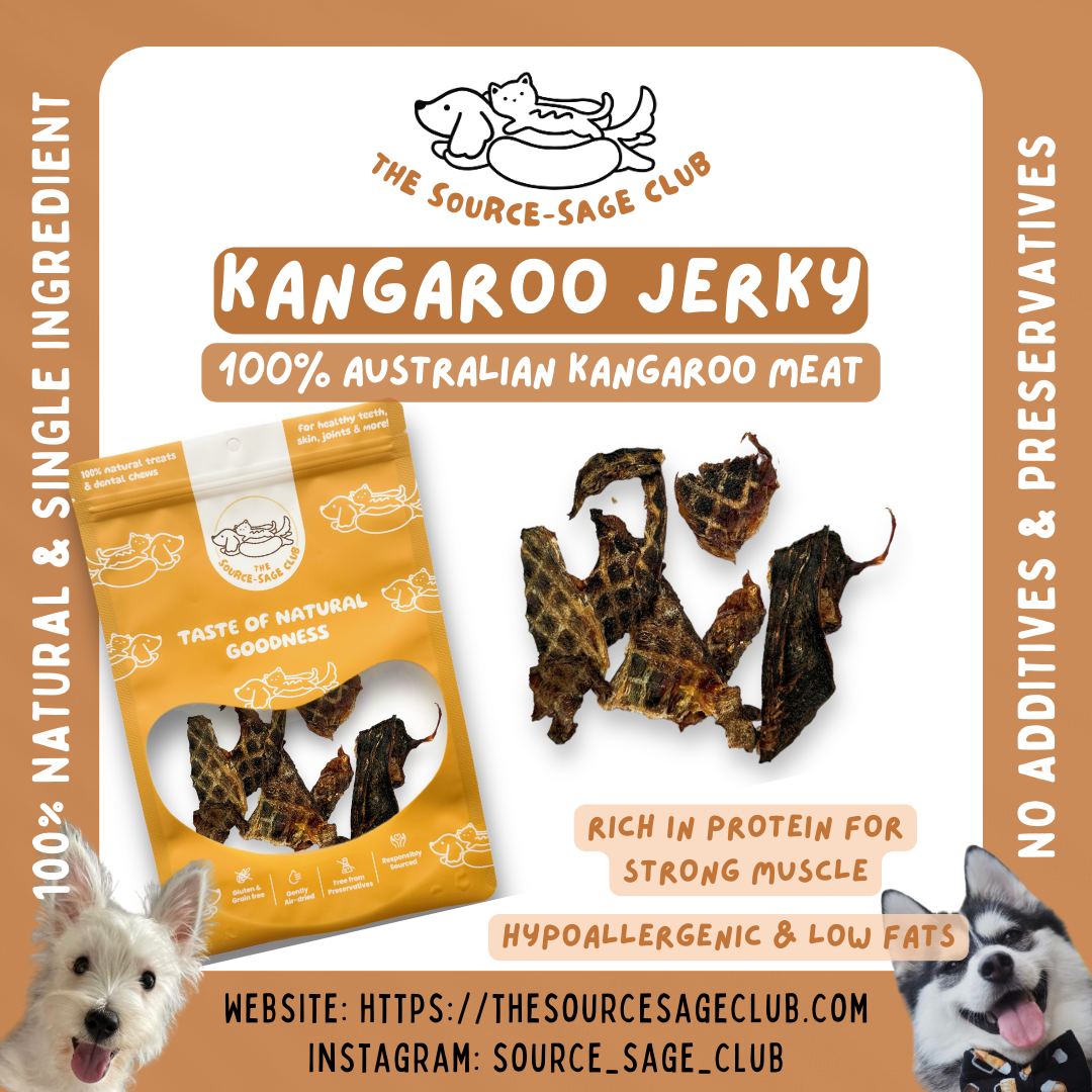 Air Dried Australian Kangaroo Jerky  (single ingredient dog treats, dog dental chew)