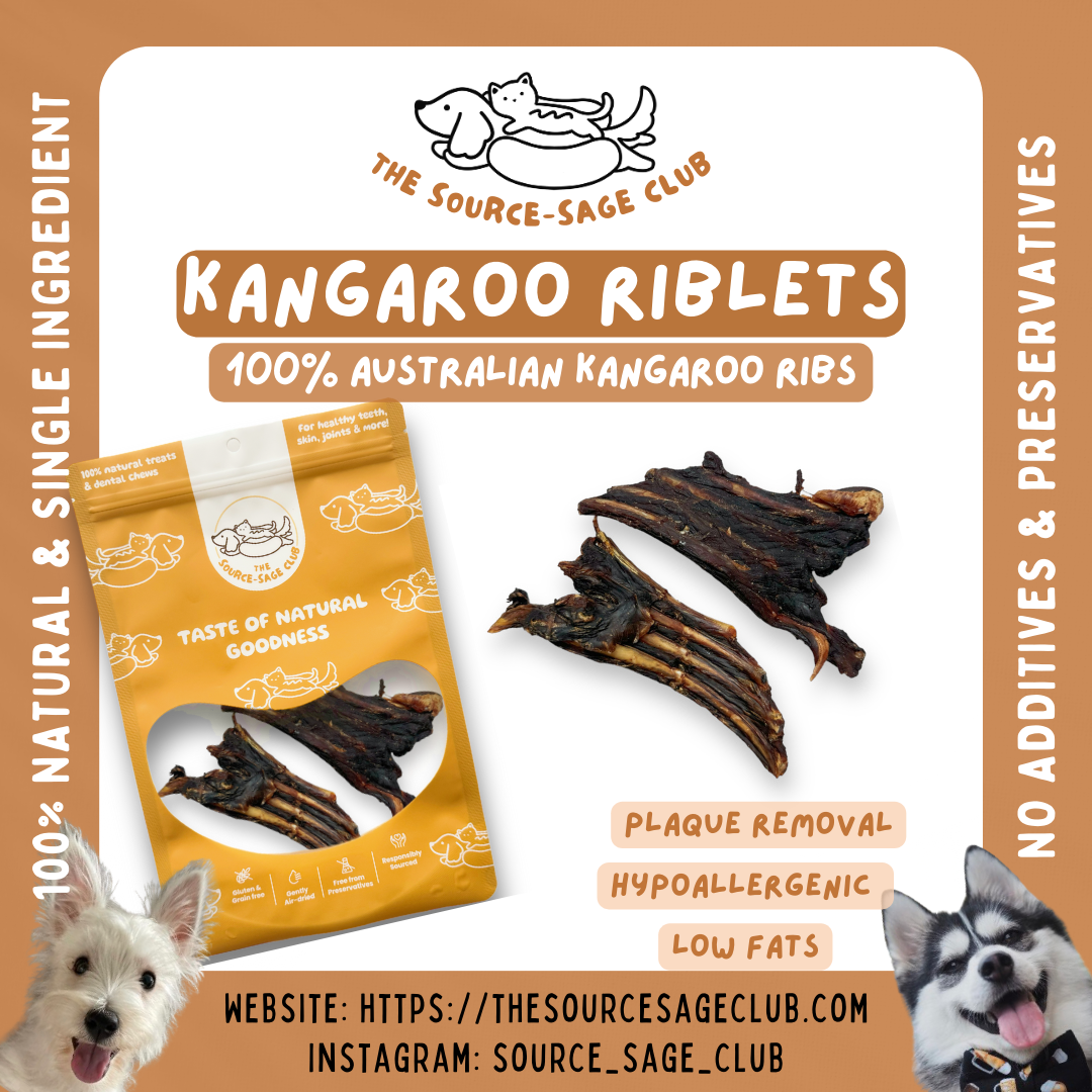 [1KG PACK - 20% OFF] Air Dried Australian Kangaroo Spare Ribs / Riblets (dog treats dog dental chew)