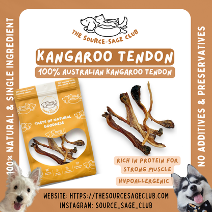 [1KG PACK - 20% OFF] Air Dried Australian Kangaroo Tendon Pop (dog treats dog dental chew)