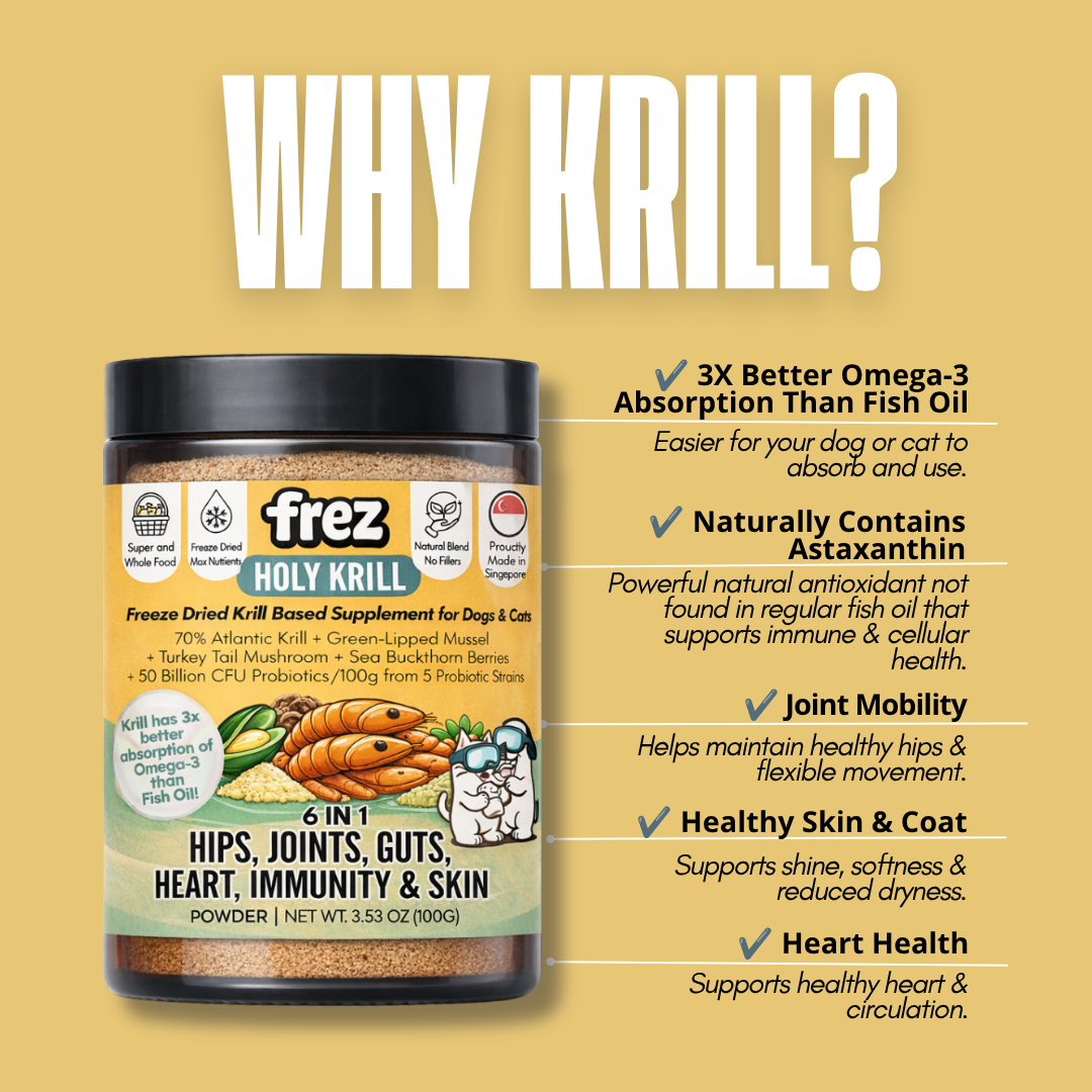 FREZ Holy Krill - Freeze Dried Krill Based Supplement for Cats and Dogs