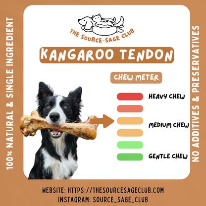 Air Dried Australian Kangaroo Tendon Pop (single ingredient dog treats, dog dental chew)