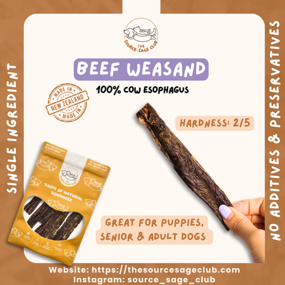 [1kg - 15% OFF] Air Dried New Zealand Beef Weasand (Esophagus) 15cm (dog dental chew dog treats)
