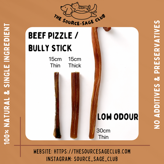 Air Dried Australian Beef Pizzle LOW ODOUR (Beef Bully Stick) (dog dental chew dog treats)