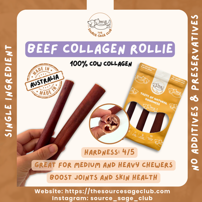 Air Dried Beef Collagen Rollie (single ingredient dog treats, dog dental chew)