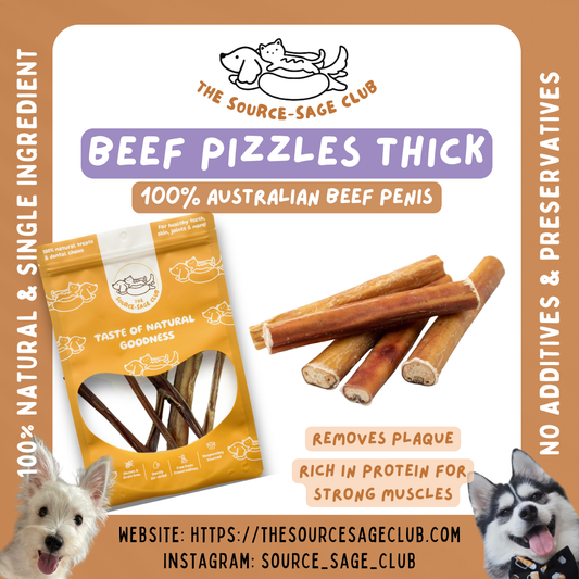 Air Dried Beef Pizzle THICK / ODOURLESS (single ingredient dog treats, dog dental chew)