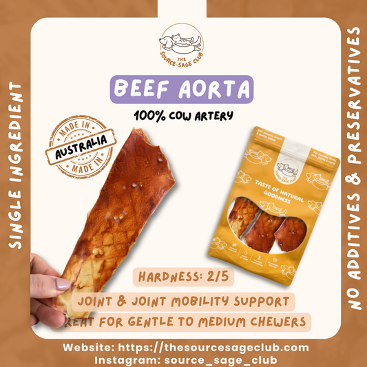 Air Dried Australian Beef Aorta  (Cow's Artery) (single ingredient dog treats, dog dental chew) Sourcesage Club (Copy)