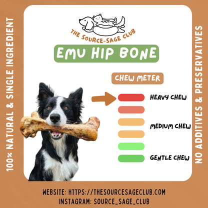 Air Dried Australian Emu Hip Bone (single ingredient dog treats, dog dental chew)