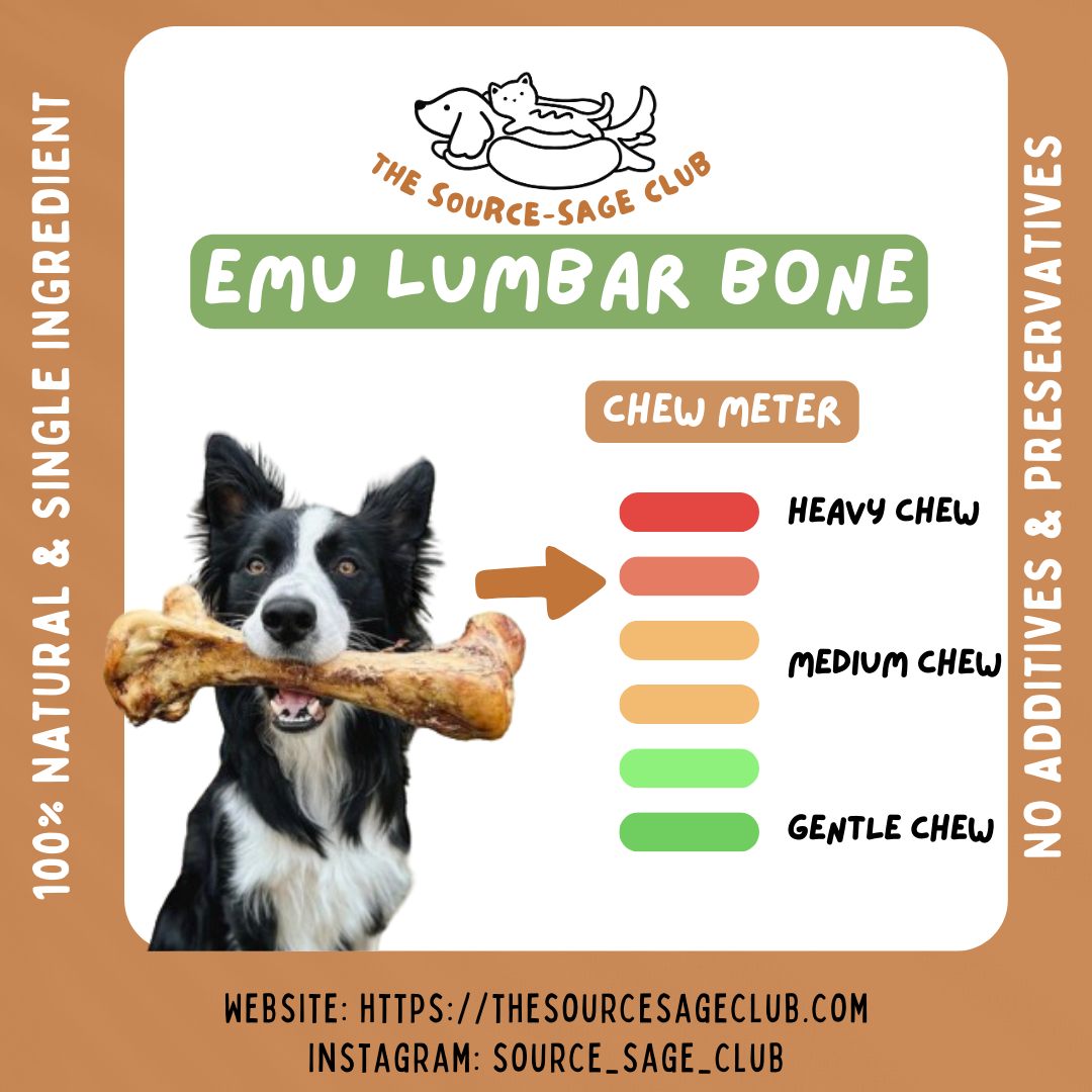 Air Dried Australian Emu Lumbar Split (single ingredient dog treats, dog dental chew)