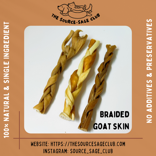 Braided Goat Skin 100g (air dried dog treats dog dental chew)