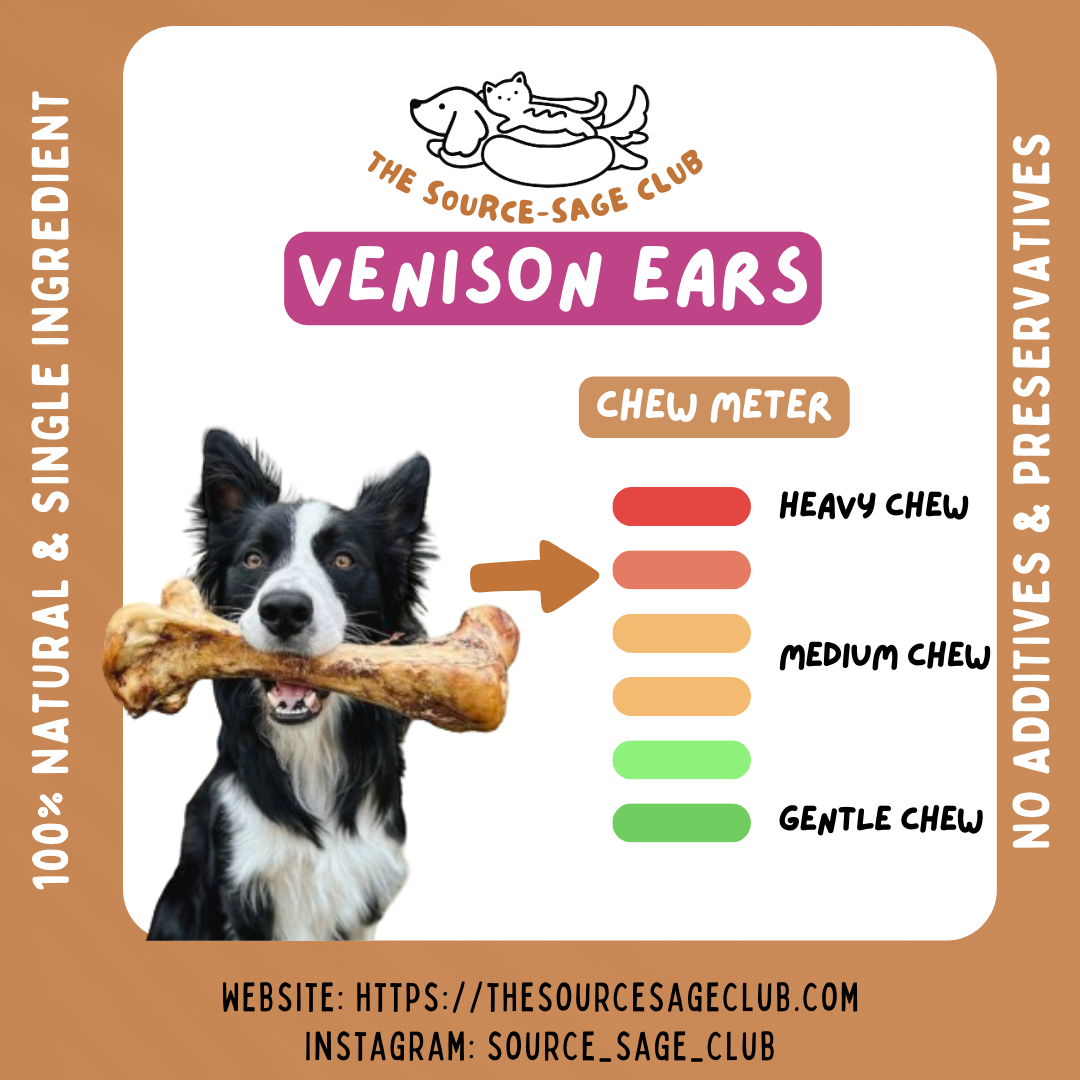 Air Dried New Zealand Venison Ears (single ingredient dog treats, dog dental chew)