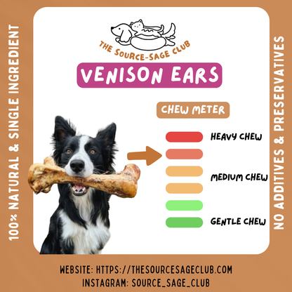 [1KG PACK - 20% OFF] NEW ZEALAND Venison Ears 125g (air dried dog treats, dog dental chew)