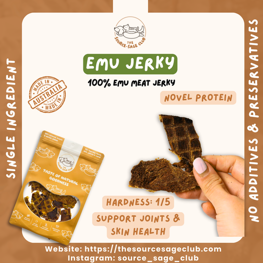 [1KG PACK - 15% OFF] Air Dried Australian Emu Jerky (single ingredient dog treats, dog dental chew)