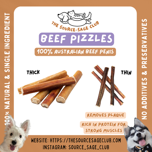 Air Dried Australian Beef Pizzle LOW ODOUR (Beef Bully Stick) (single ingredient dog treats, dog dental chew)