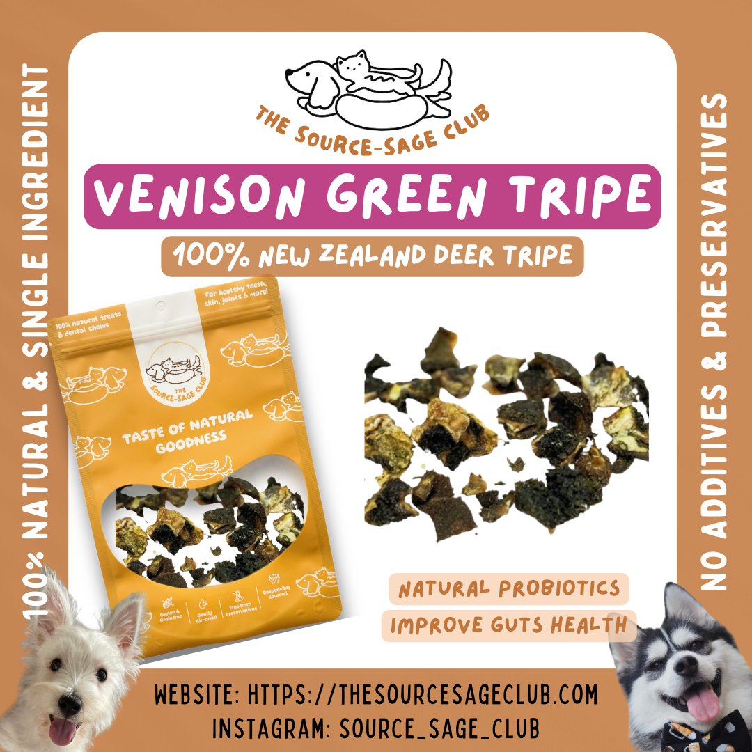 [1KG PACK - 20% OFF] Air Dried Beef/ Venison Green Tripe (dogs and cats treats)