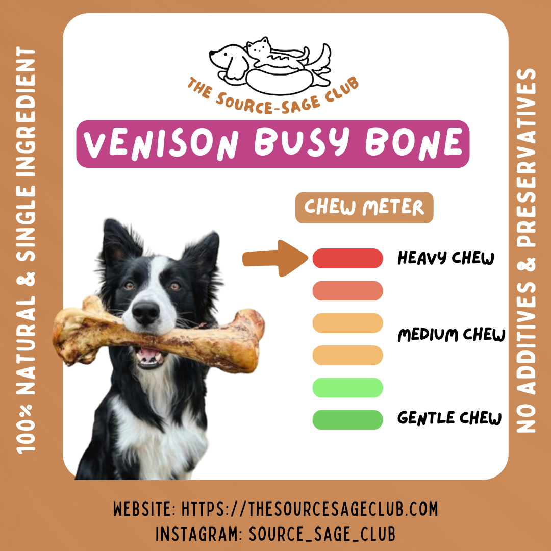 Air Dried New Zealand Venison Busy Bone (single ingredient dog treats, dog dental chew)