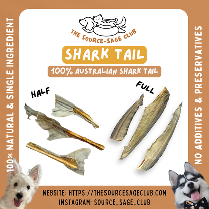 Air Dried Australian Shark Tail (single ingredient dog treats, dog dental chew)