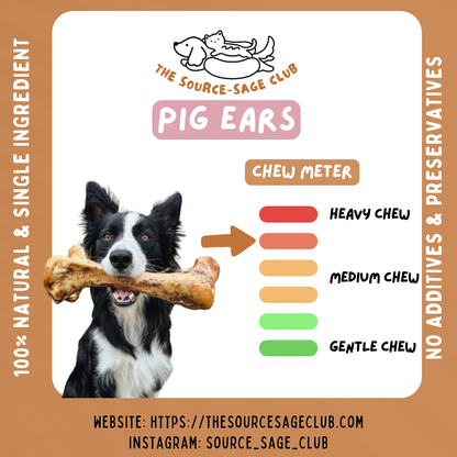 Air Dried Australian Pig Ears 3pcs whole (single ingredient dog treats, dog dental chew)