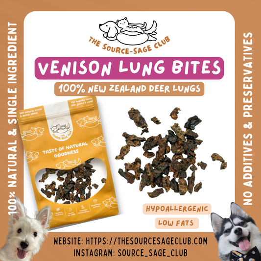 Air Dried Venison Lung Puff Bites (single ingredient dog treats, dog dental chew)