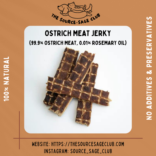 Ostrich Meat Jerky 8 sticks approx. 80g (hypoallergenic, super low fat, dog treats)