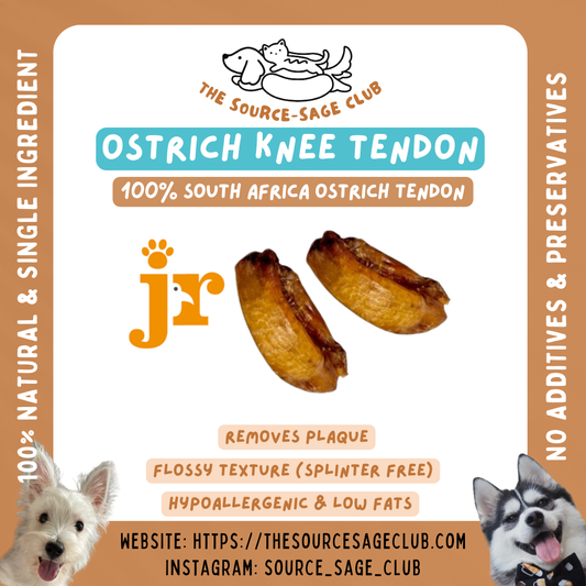 Air Dried Ostrich Knee Tendon (single ingredient dog treats, dog dental chew)