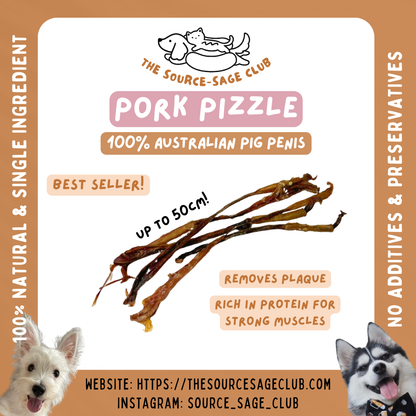 Air Dried Australian Pork Pizzle (single ingredient dog treats, dog dental chew)