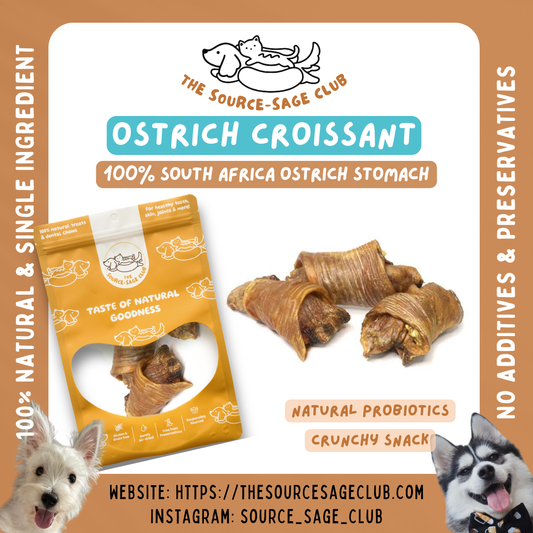 Air Dried Ostrich Croissant (single ingredient dog treats, dog dental chew)