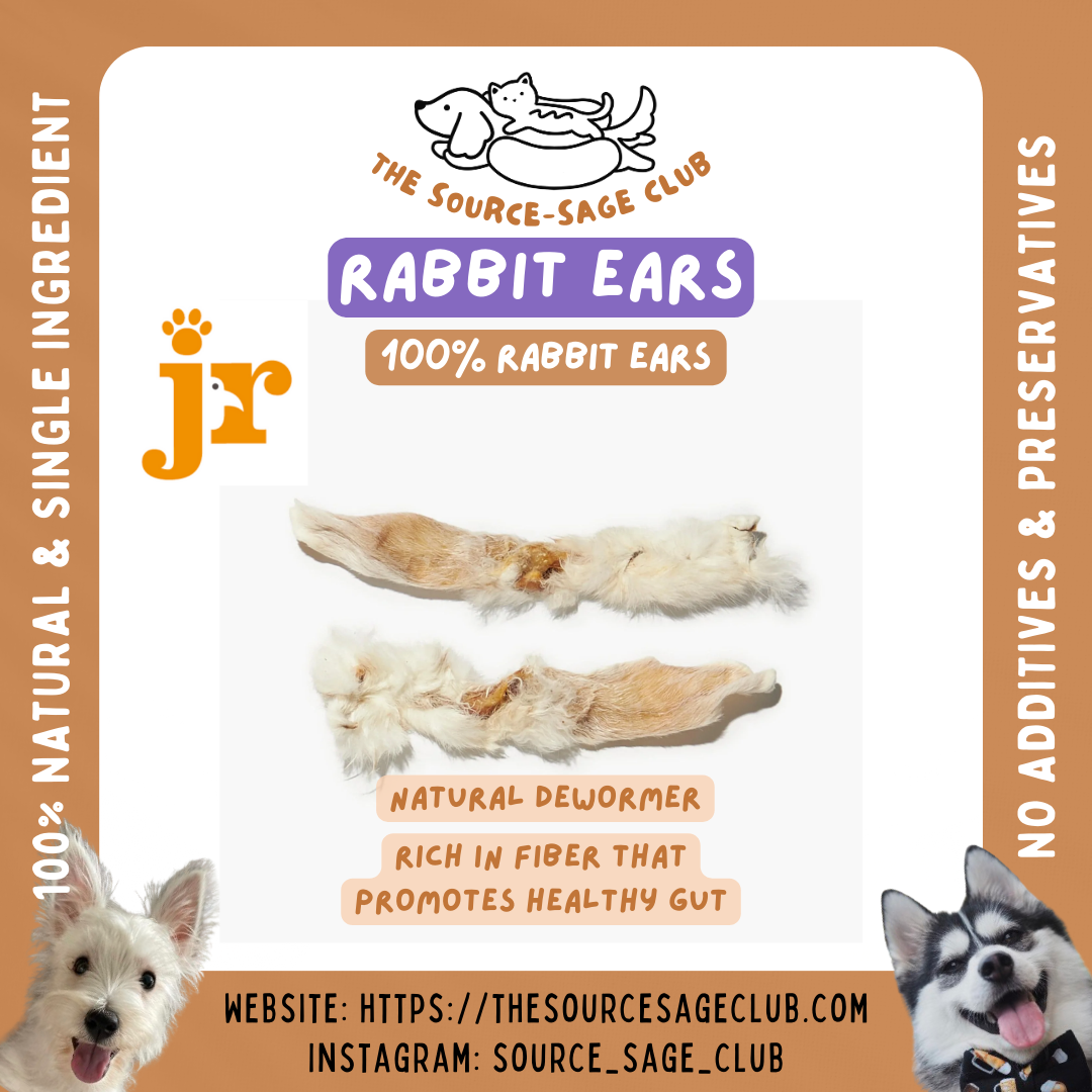 Air Dried Rabbit Ears With Fur 100g STRONG SMELL (single ingredient dog treats, dog dental chew)