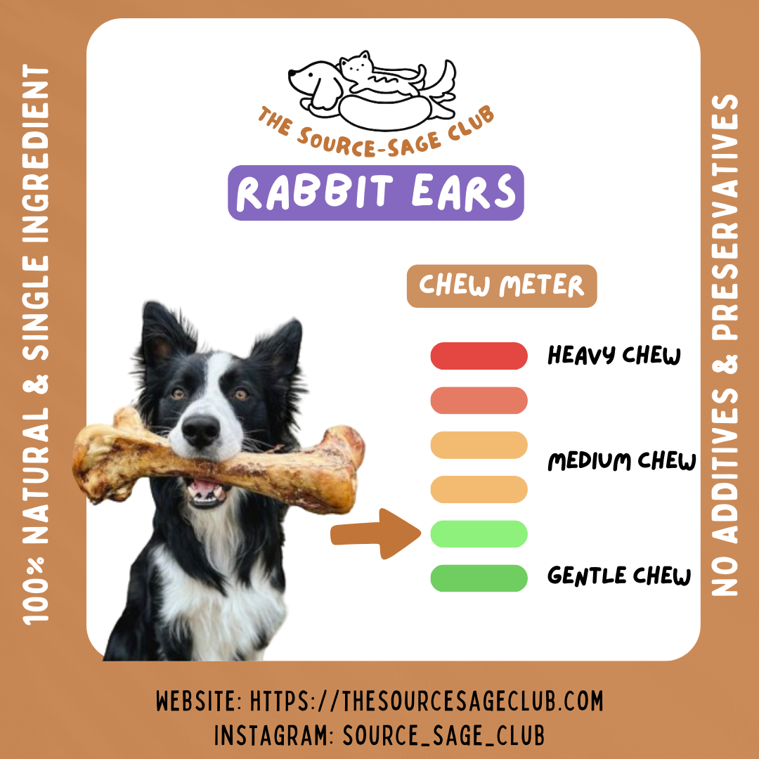 Air Dried Rabbit Ears With Fur 100g STRONG SMELL (single ingredient dog treats, dog dental chew)