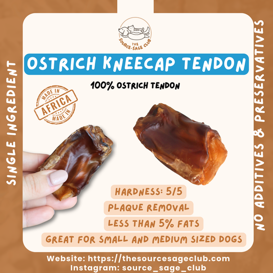 Air Dried Ostrich Kneecap Tendon (single ingredient dog treats, dog dental chew)
