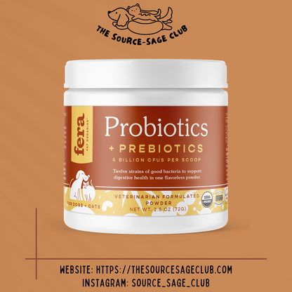 Fera USDA Organic Probiotics with Prebiotics / postbiotics plus (cats and dogs supplement)