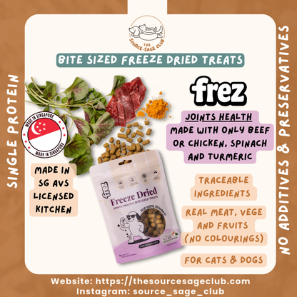 FREZ Joints Health - Freeze Dried Beef/ Chicken, Spinach & Turmeric  (Dog and Cats Treats)