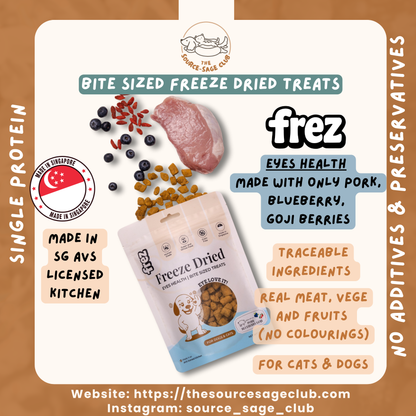 FREZ Eyes Health - Freeze Dried Pork, Blueberry & Goji Berries  (Dog and Cats Treats)