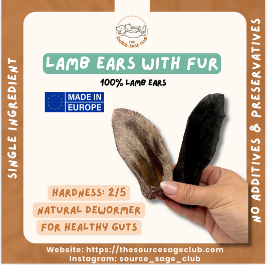 Air Dried Lamb Ears with Fur (single ingredient dog treats, dog dental chew) Sourcesage Club