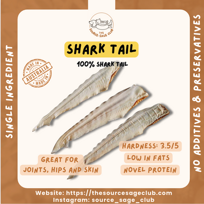 Air Dried Australian Shark Tail (single ingredient dog treats, dog dental chew) Sourcesage Club