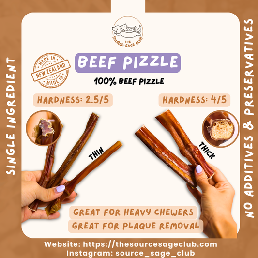 Air Dried Australian Beef Pizzle STRONGER SMELL (Beef Bully Stick) (single ingredient dog treats, dog dental chew) Sourcesage Club