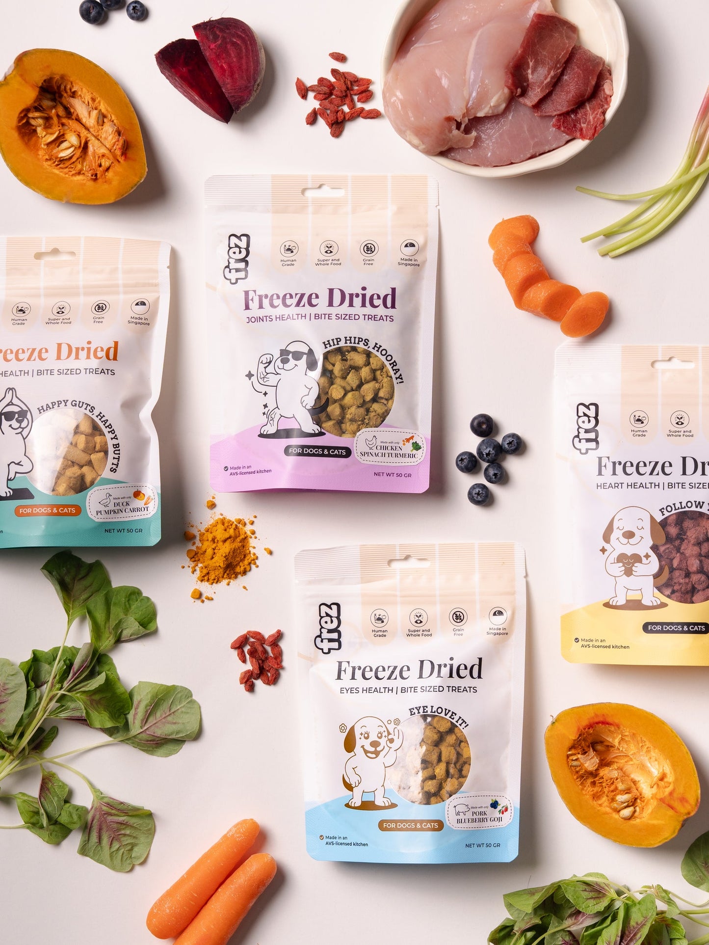 FREZ Eyes Health - Freeze Dried Pork, Blueberry & Goji Berries  (Dog and Cats Treats)